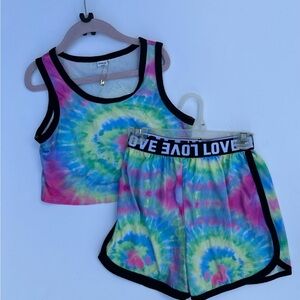 SHEIN Colorful Tie-Dye Kids Matching Set